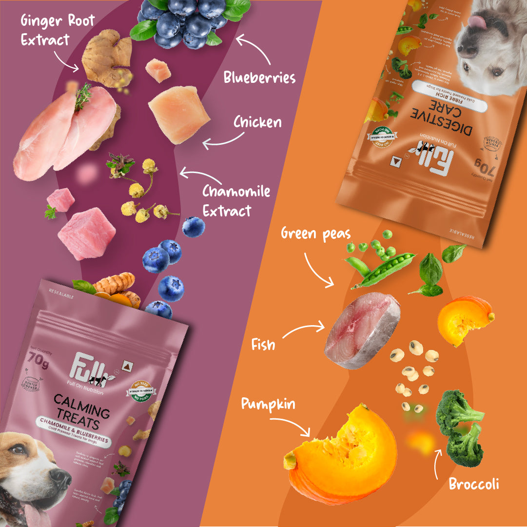 Fullr Healthy Dog Treats Pack of 2, Digestive Care + Calming Treat, Dog Biscuits for All Breeds