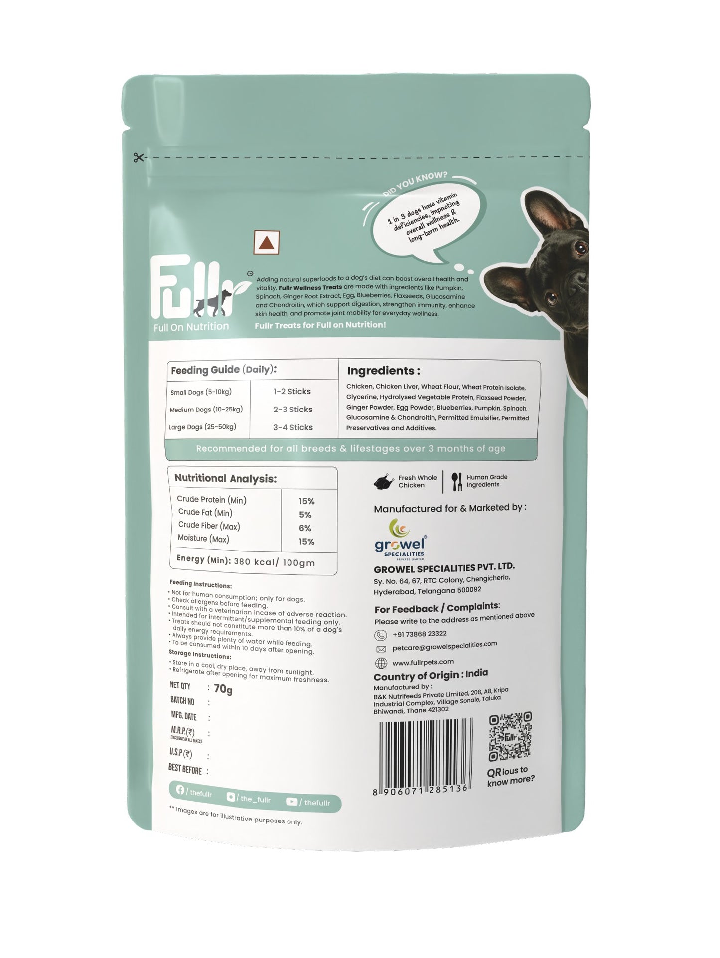 Fullr Daily Wellness, Soft & Chewy Sticks for Dog
