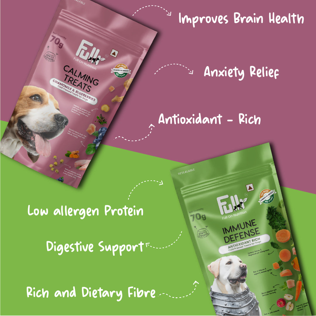 Fullr Healthy Dog Treats Pack of 2, Immune Defense + Calming Biscuits, Dog Biscuits for All Breeds
