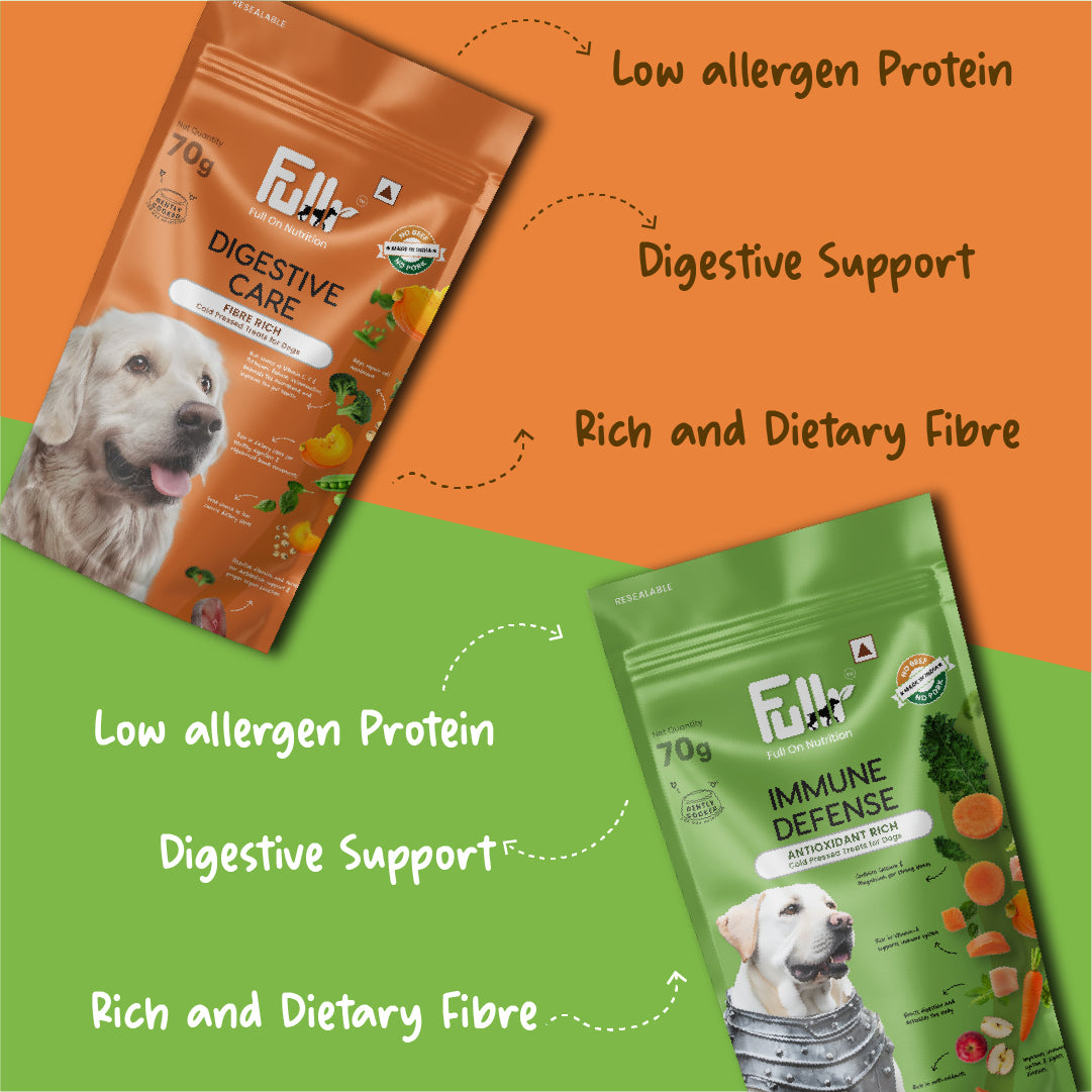 Fullr Healthy Dog Treats Pack of 2, Digestive Care + Immune Defense, Dog Biscuits for All Breeds
