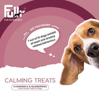 Did you know fact with respect to anxiety in dogs.   Fullr Calming treats for dogs made with Chamomile & Bluberries.