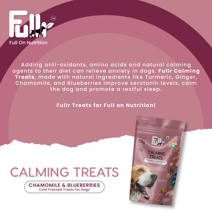Information about ingredients in Fullr calming treats for dogs that promote anxiety relief. 