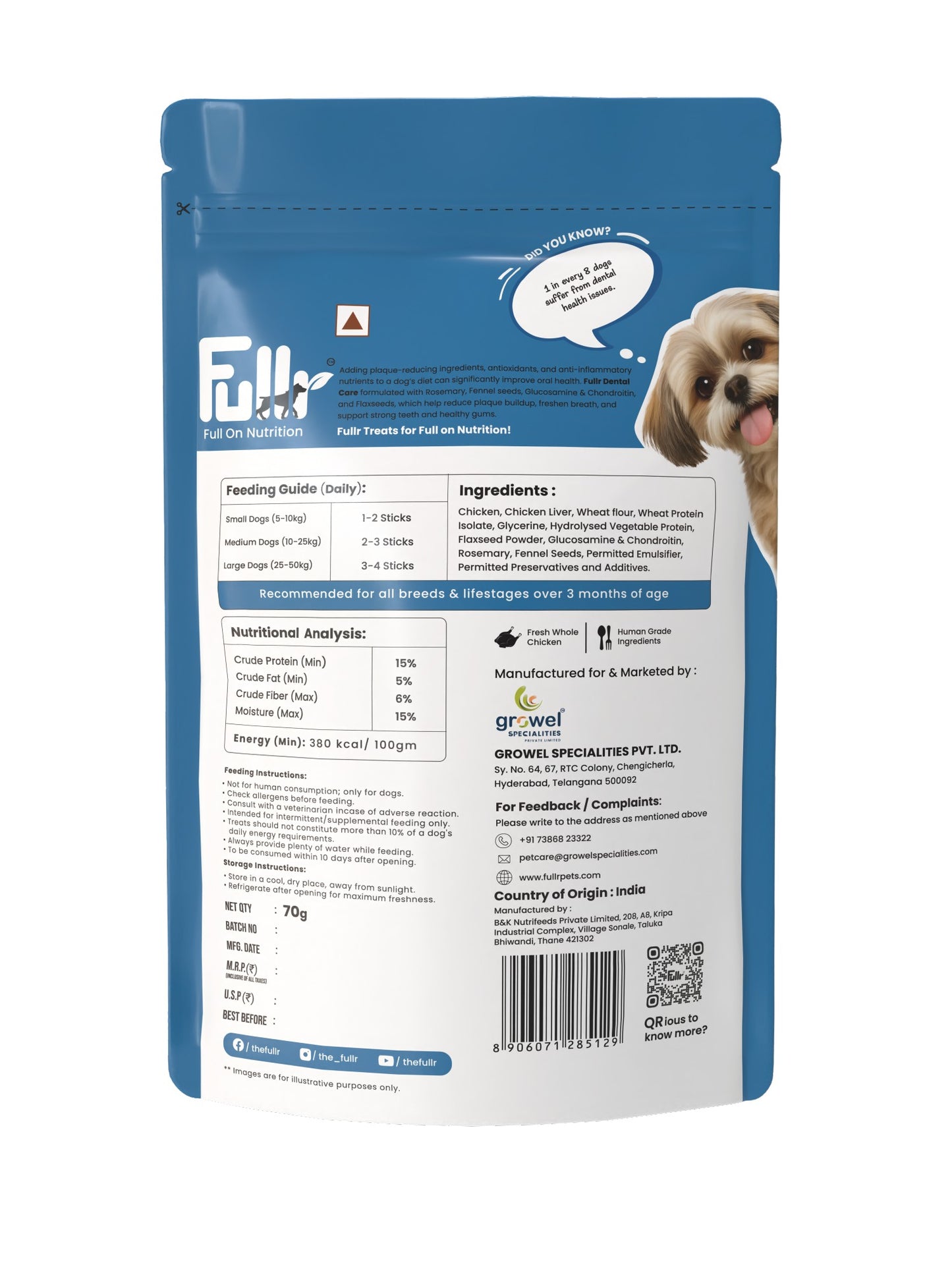 Fullr Dental Care, Soft & Chewy Sticks for Dog