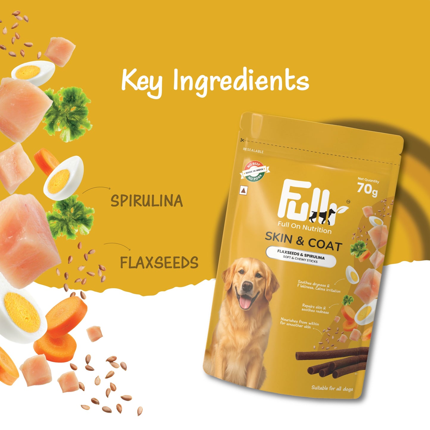 Fullr Skin & Coat, Soft & Chewy Sticks for Dog