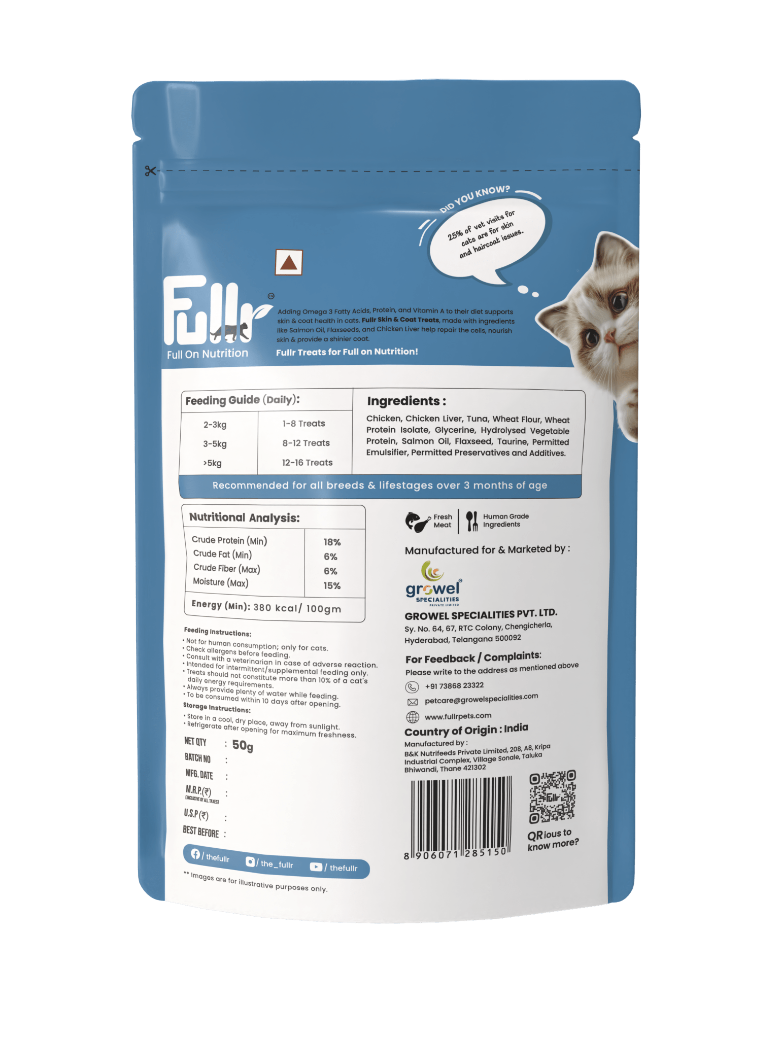 Fullr Cat Treats for Skin & Coat | Chewy Cat Treats - Fullr