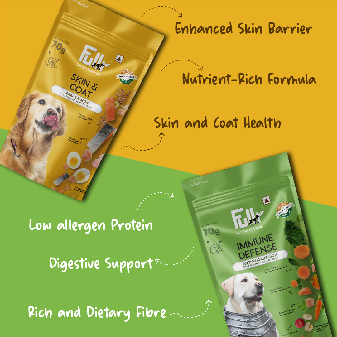 Fullr Healthy Dog Treats Pack of 2, Skin & Coat + Immune Defense, Dog Biscuits for All Breeds