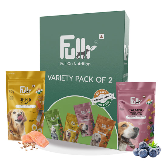 Fullr Healthy Dog Treats Pack of 2, Skin and Coat + Calming Treats, Dog Biscuits for All Breeds