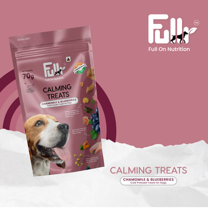 A video animation showing the Fullr Calming treats for dogs.